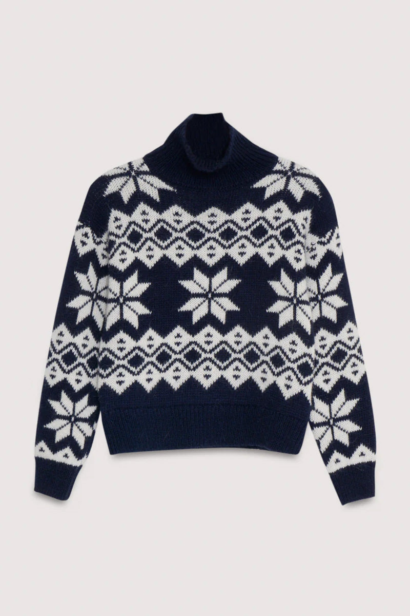 The New Society Neriana Navy Jacquard Jumper - The Mercantile London
