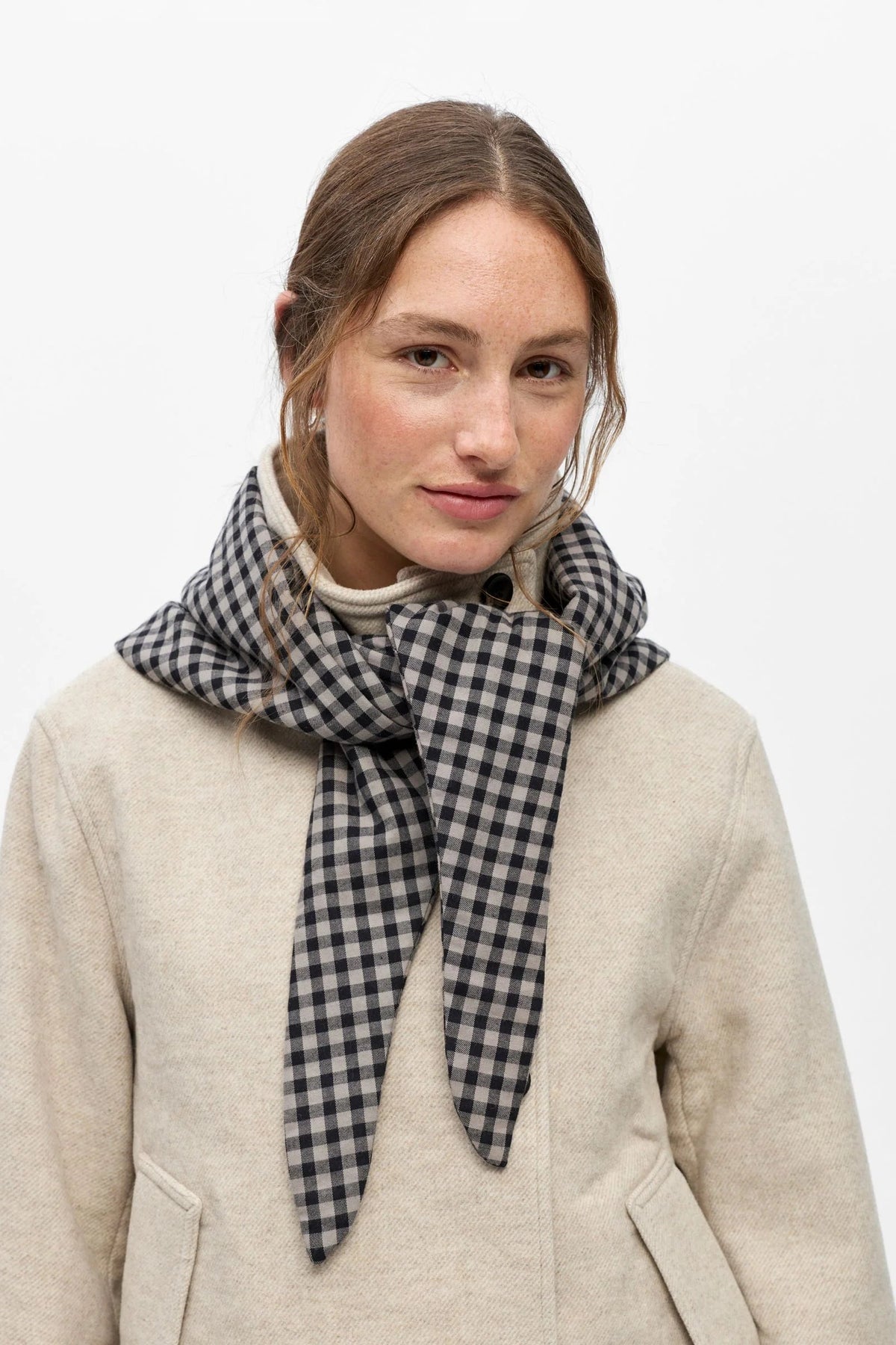 Object Opal Grey and Black Padded Check Scarf