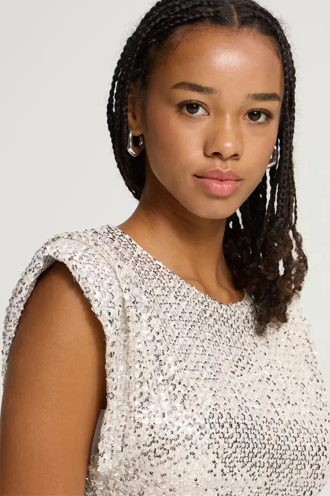 ICHI Faula Frosted Almond Sparkle Top