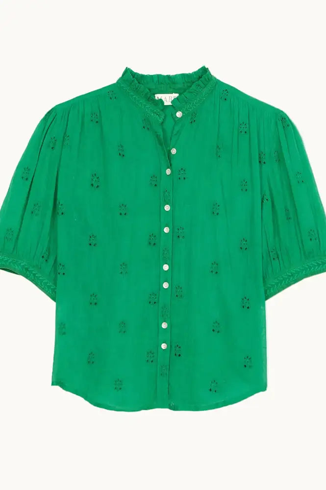 M.A.B.E Frani Green Embroidered Blouse - The Mercantile London