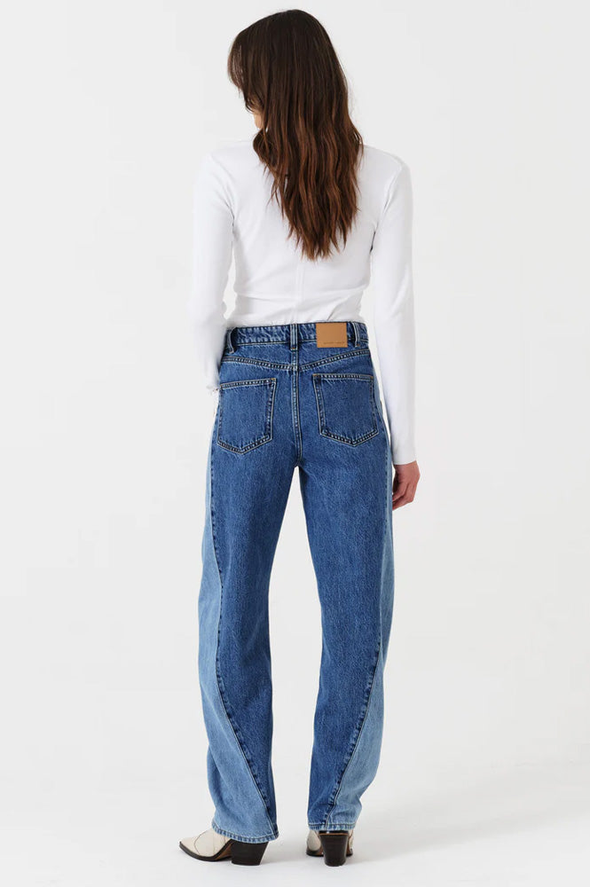 Seventy + Mochi Nina Twisted Two Tone Barrel Leg Jeans - The Mercantile London