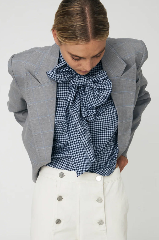 Stella Nova Blue Check Bow Shirt - The Mercantile London