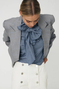Stella Nova Blue Check Bow Shirt - The Mercantile London