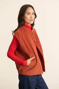 Garance Bresil Terracotta Corduroy Sleeveless Jacket - The Mercantile London