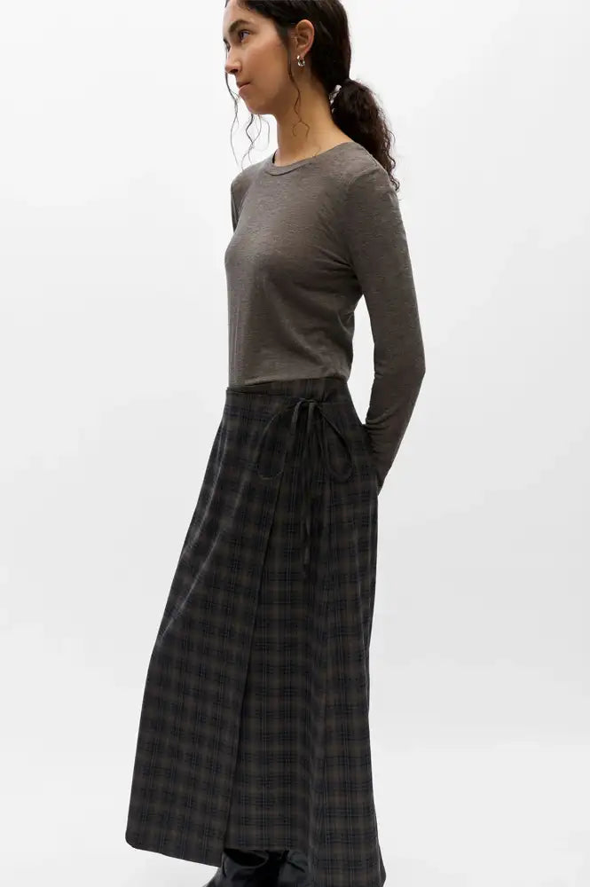 Object Soley Reese Carafe Check Midi Wrap Skirt