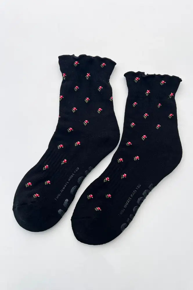 Le Bon Shoppe Black Petal Ruffle Hugger Socks