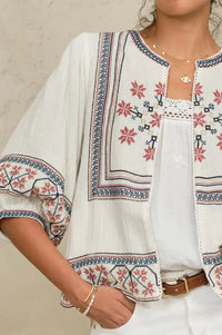 M.A.B.E Calista Ecru Embroidered Jacket