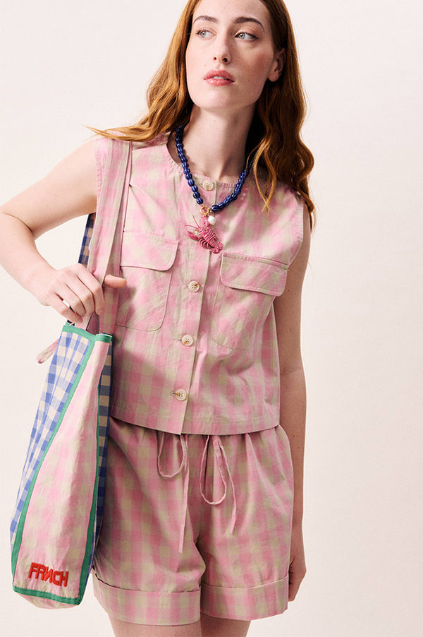 FRNCH Luminous Rose Check Shorts - The Mercantile London