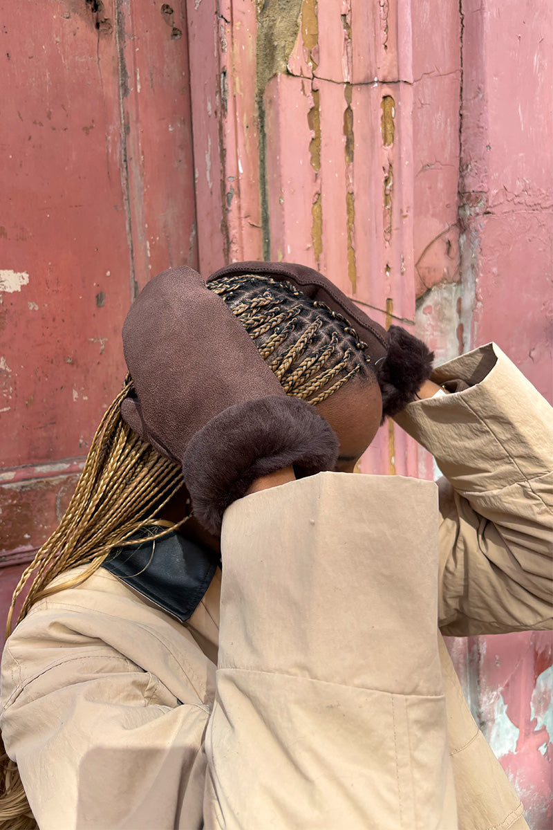 Beck Söndergaard Doa Chocolate Torte Shearling Mittens - The Mercantile London