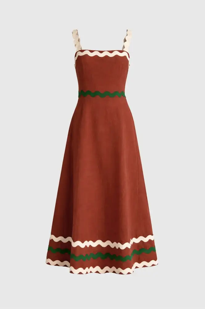 An'ge Ovalentin Brown Ric Rac Dress