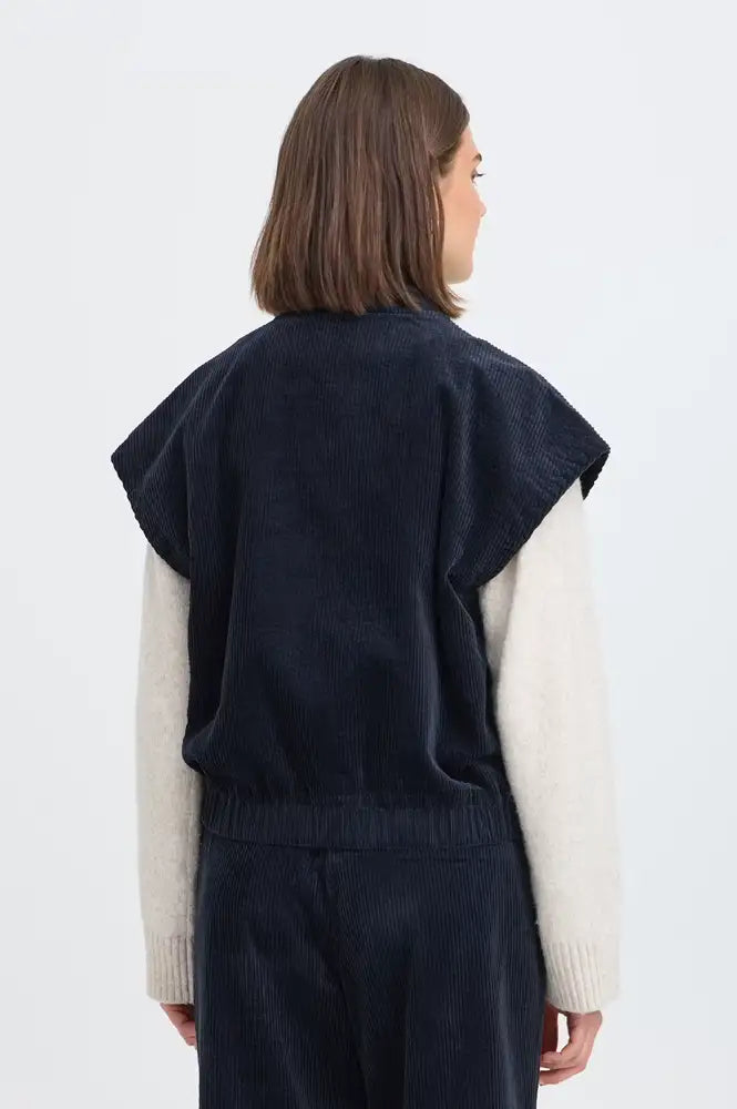 Fransa Salomi Navy Corduroy Waistcoat