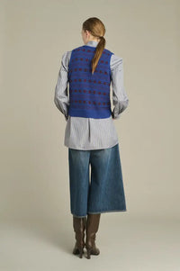 Soeur Ileana Blue And Purple Jacquard Vest