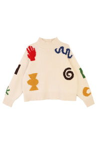 L.F. Markey Miro Intarsia Ecru Knitted Jumper