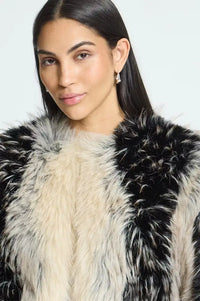 ICHI Flaxa Spotted Nature Faux Fur Jacket