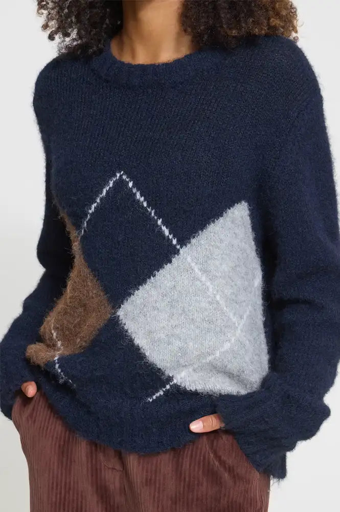 ICHI Bayana Total Eclipse Argyle Jumper