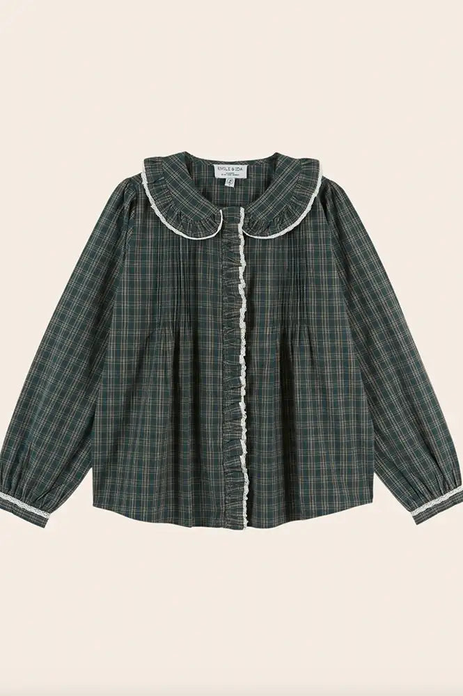 Emile Et Ida Eboto Forest Checks Plissée Blouse