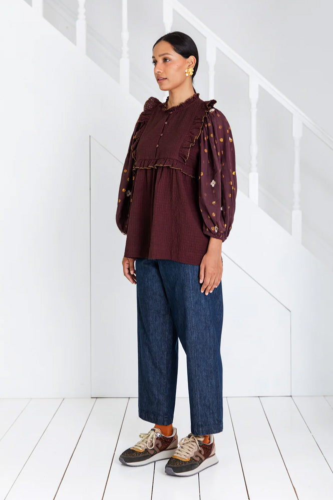 Bonté Rosa Chocolate Blouse - The Mercantile London