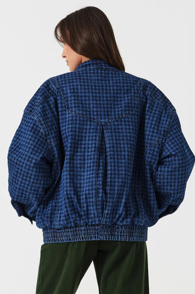 Seventy + Mochi Juno Houndstooth Denim Bomber Jacket - The Mercantile London