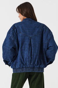 Seventy + Mochi Juno Houndstooth Denim Bomber Jacket - The Mercantile London