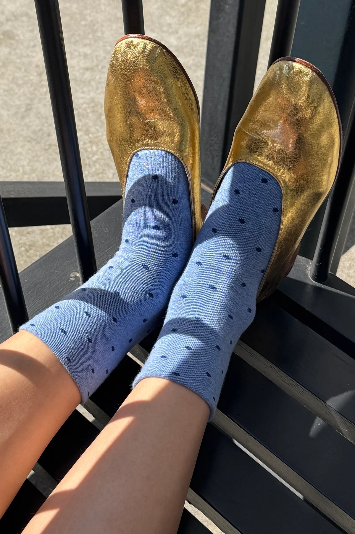 Le Bon Shoppe Patterned Blue & Navy Polka Dot Sneaker Socks