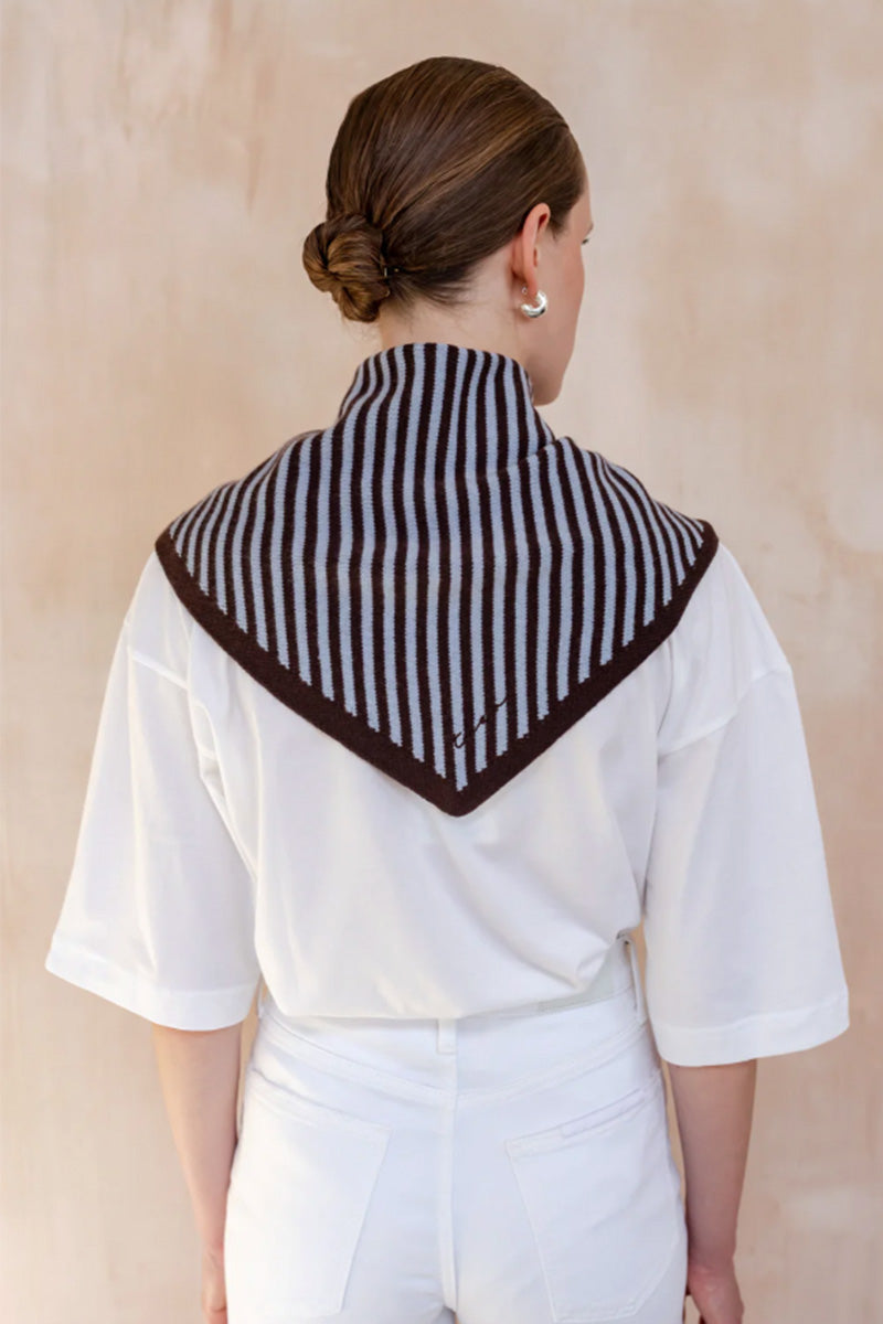 TBCo Blue & Brown Stripe Triangle Scarf - The Mercantile London