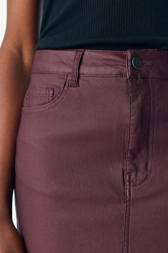 Object Naya Mauve Wine Coated Midi Skirt - The Mercantile London