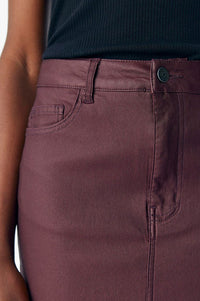 Object Naya Mauve Wine Coated Midi Skirt - The Mercantile London