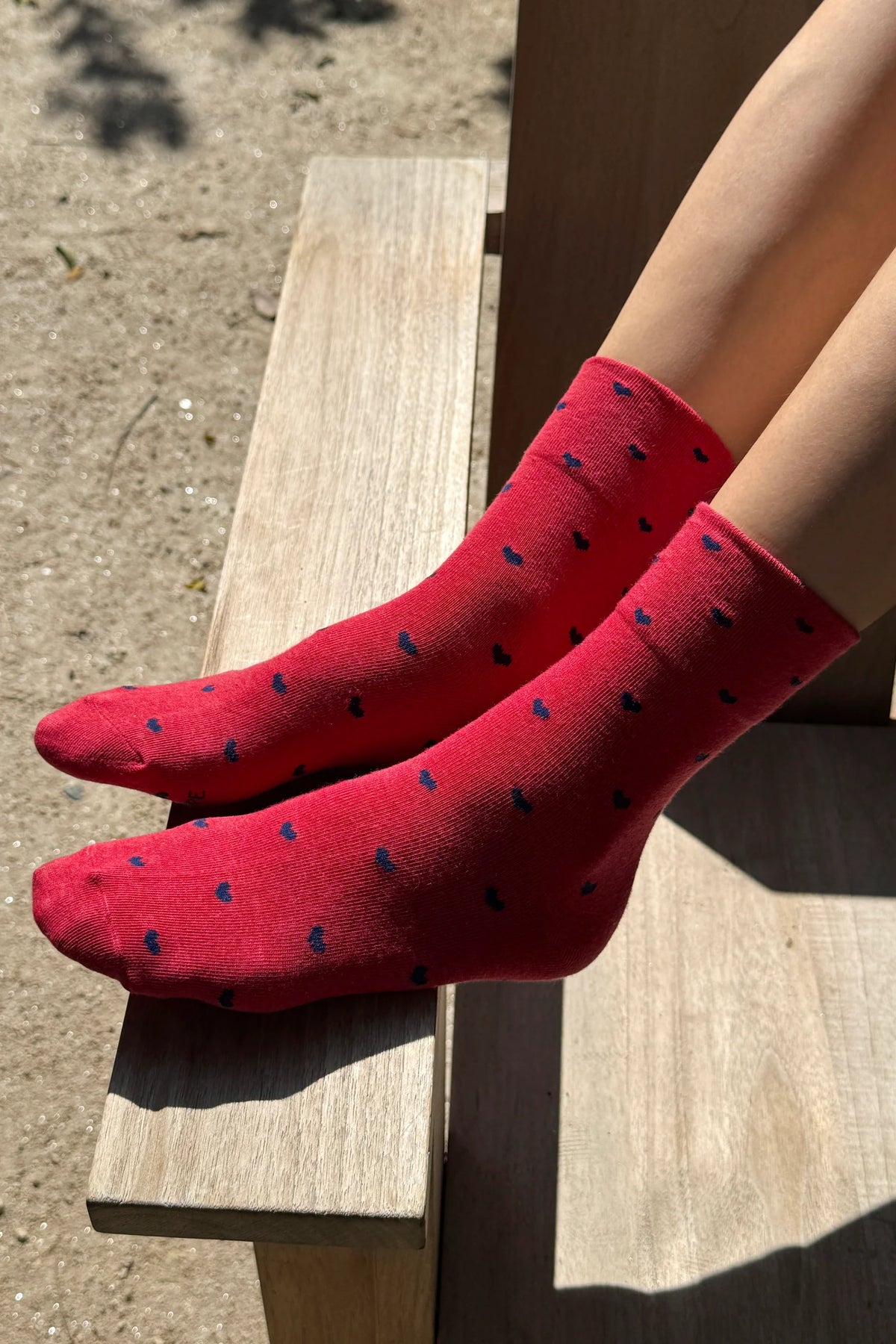 Le Bon Shoppe Tomato & Navy Heart Sneaker Socks