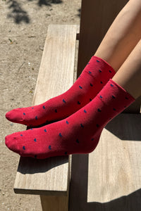 Le Bon Shoppe Tomato & Navy Heart Sneaker Socks