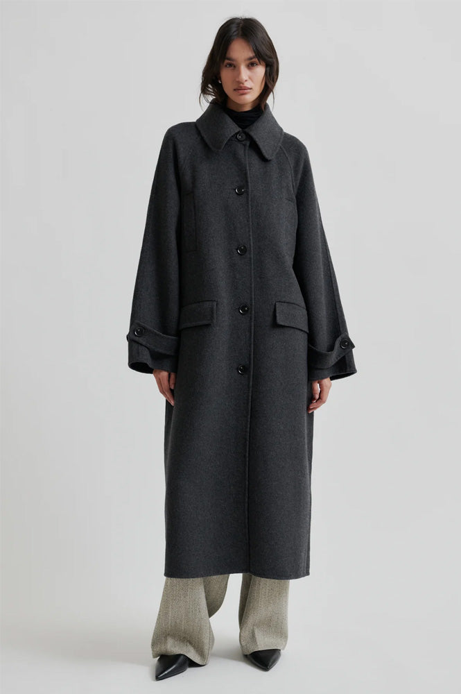 Second Female Walance Dark Grey Melange Coat - The Mercantile London