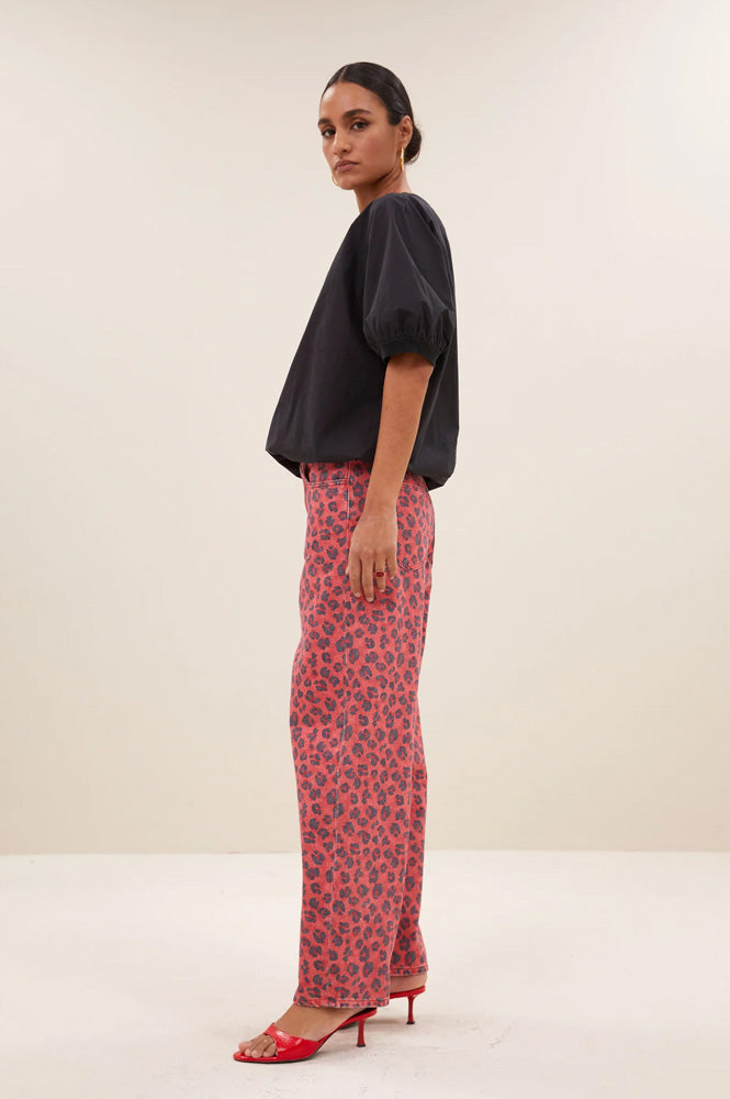 By-Bar Lew Red Cheetah Print Trousers - The Mercantile London