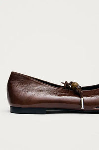 Alohas Sway Beads Rift Brown Leather Ballet Flats