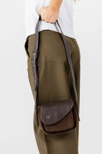 Biba Blunt Brown Leather & Suede Crossbody Bag