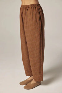Amente Brown & Orange Checkered Drawstring Trousers - The Mercantile London