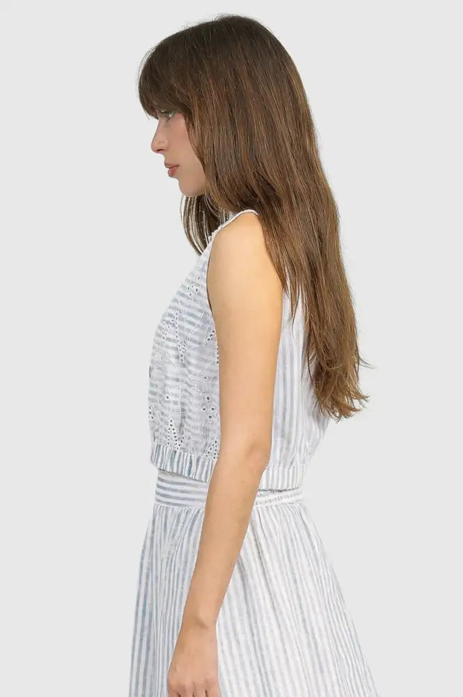 An'ge Salyta Blue Striped Top - The Mercantile London