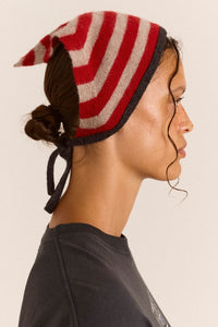 Damson Madder Clara Charcoal Stripe Merino Wool Headscarf