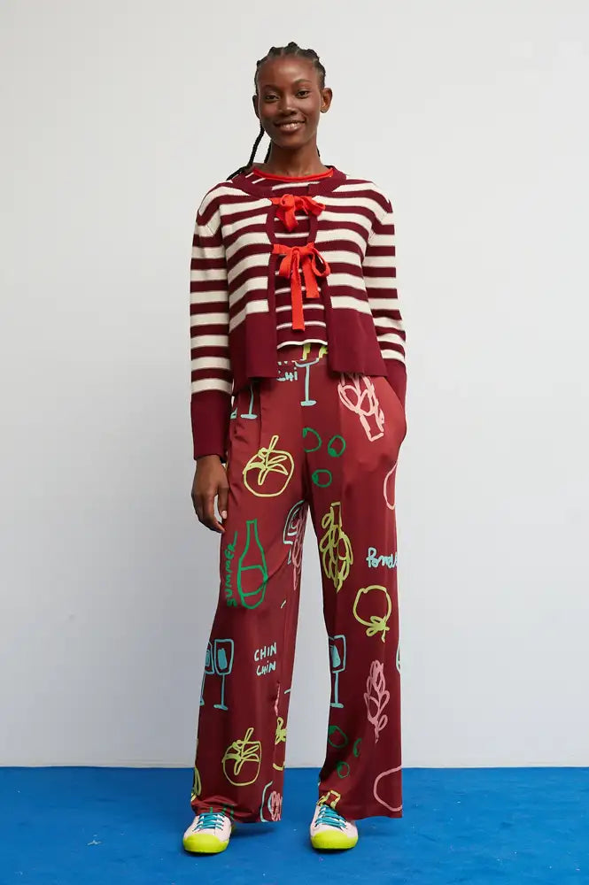 Dr Bloom Red Wine Stripe Cardigan - The Mercantile London