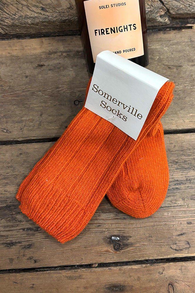 Sommerville Orange Recycled Wool Socks - The Mercantile London