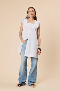 TBCo White Cotton Broderie Button Up Dress