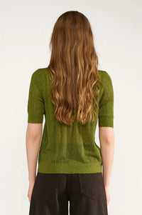 Numph Misla Calla Green Short Sleeve Top