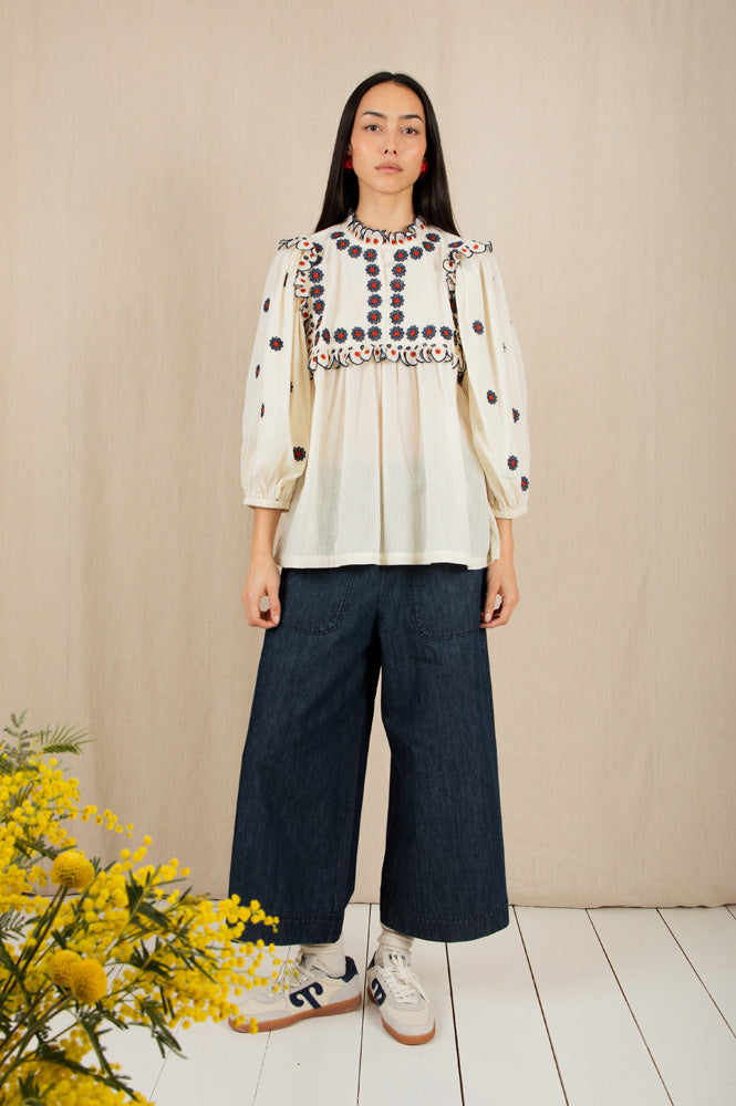 Bonté Rosa Ecru & Navy Blouse - The Mercantile London