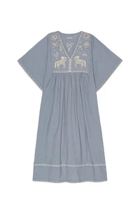 Habiba Polly Sea Blue Embroidered Dress