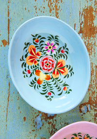 Namaste Hand Painted Blue Oval Trinket Dish