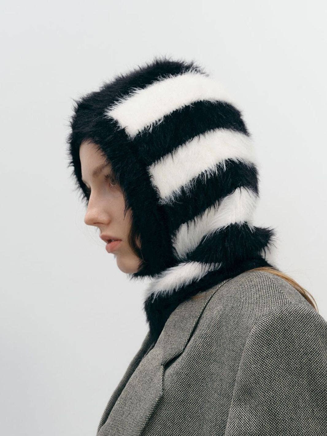 Mercantile Black Striped Balaclava