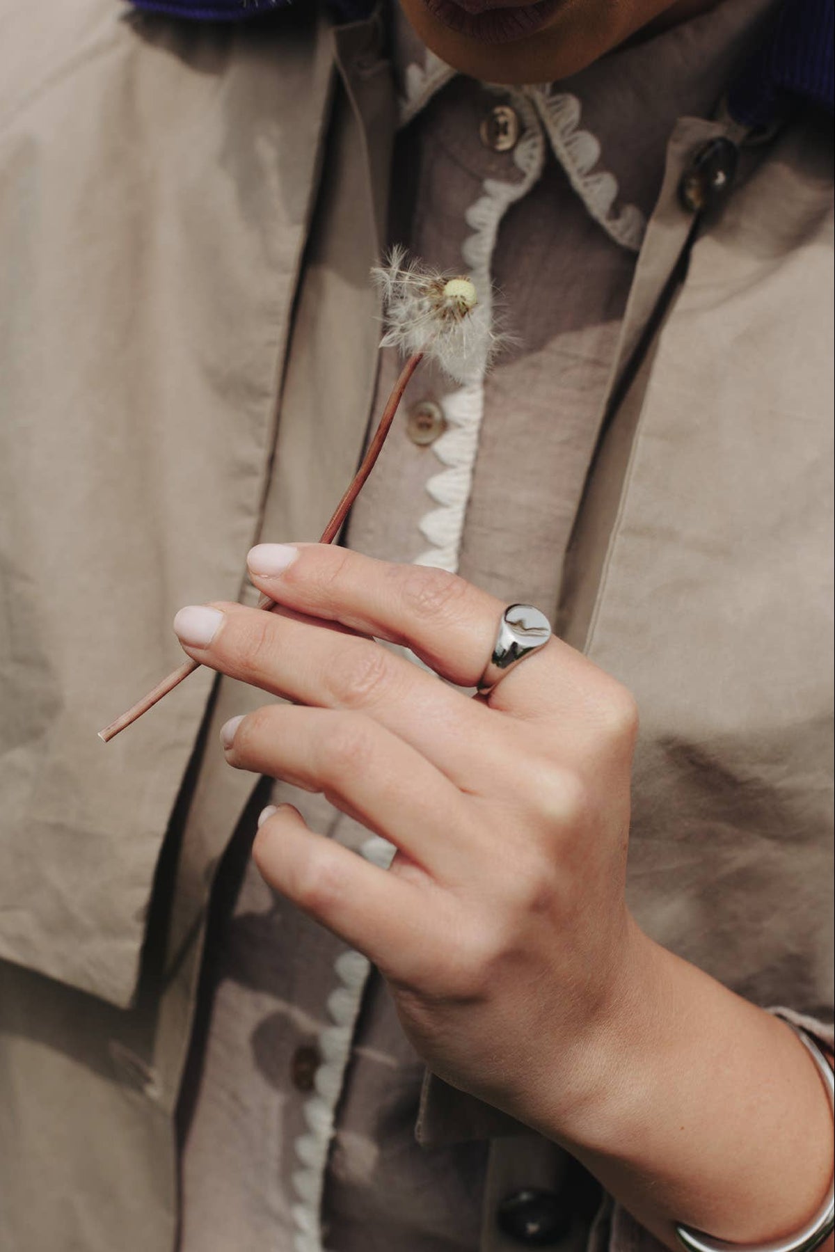 Nordic Muse Silver Round Signet Ring