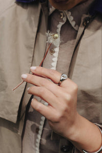 Nordic Muse Silver Round Signet Ring