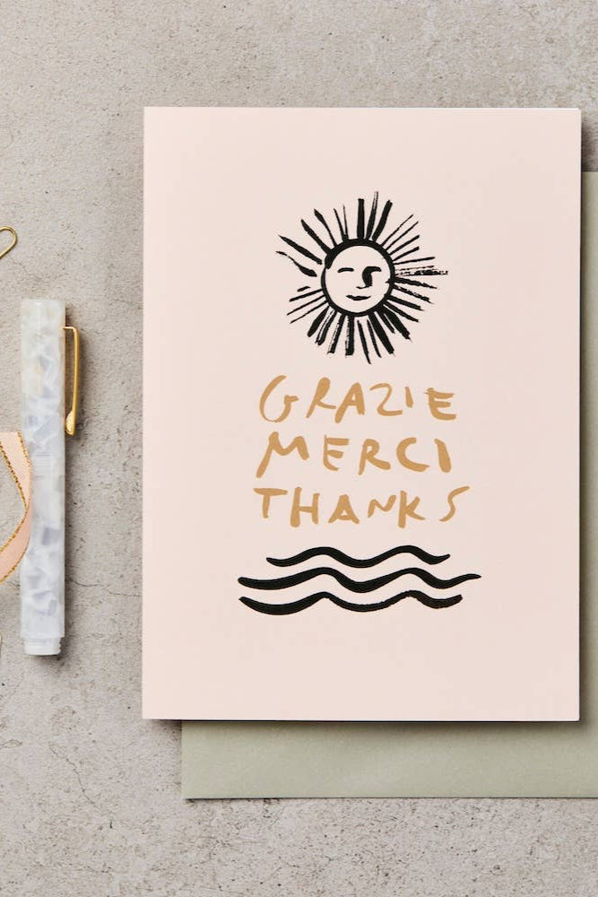 Katie Leamon Sun Grazie Thanks Greeting Card - The Mercantile London