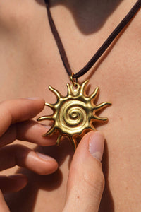 Gold Solar Necklace: Light Brown - The Mercantile London