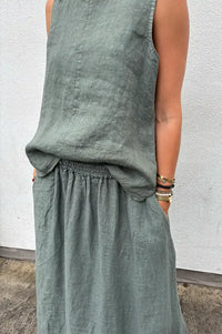 Linen & More Khaki Linen Skirt