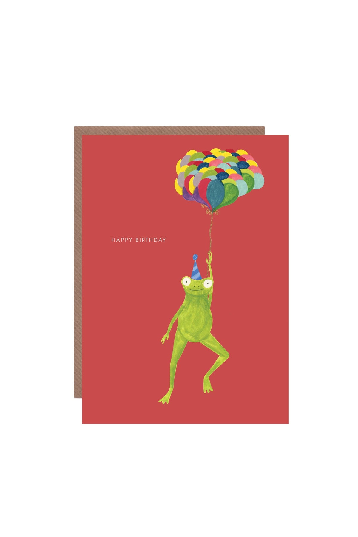 'Frog and Balloons' Birthday Greetings Card: Biodegradable Cello Wrap - The Mercantile London
